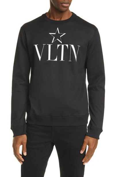 Shop Valentino Vltnstar Jersey Sweatshirt In Black/ White