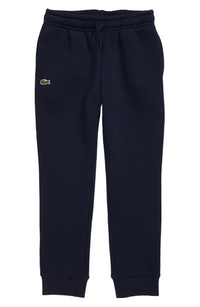 Shop Lacoste Solid Fleece Jogger Sweatpants In Navy Blue