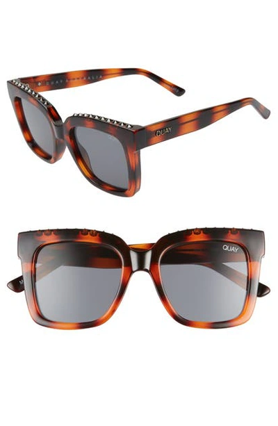 Shop Quay Icy 58mm Square Sunglasses In Tortoise Stud/ Smoke