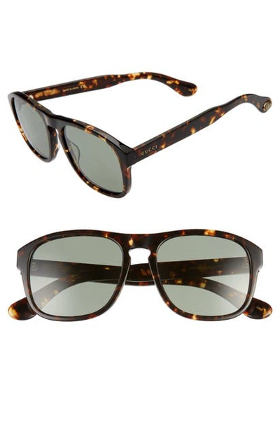 Shop Gucci 55mm Navigator Sunglasses In Havana