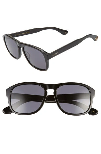 Shop Gucci 55mm Navigator Sunglasses In Black