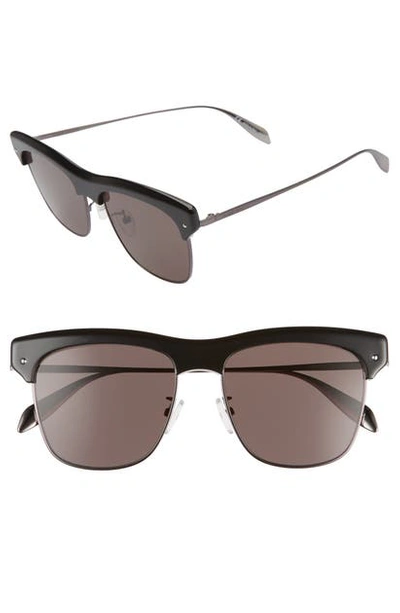 Shop Alexander Mcqueen 55mm Brow Line Sunglasses In Black