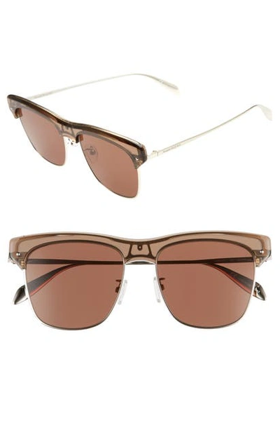 Shop Alexander Mcqueen 55mm Brow Line Sunglasses In Beige