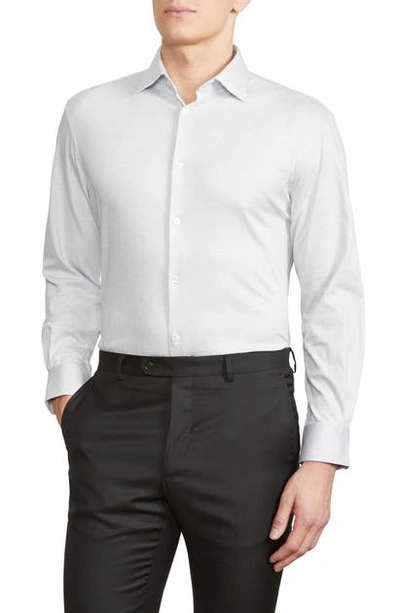 Shop John Varvatos Trim Fit Solid Jersey Knit Dress Shirt In Grey Mist