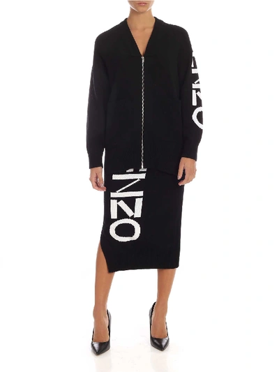 Shop Kenzo Sport Zipped Cardigan In Black