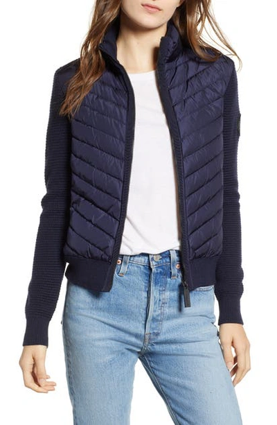 Shop Canada Goose Hybridge Quilted & Knit Jacket In Navy
