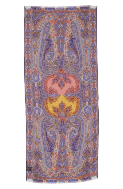 Shop Etro Sciarpa Delhy Silk & Wool Scarf In Purple