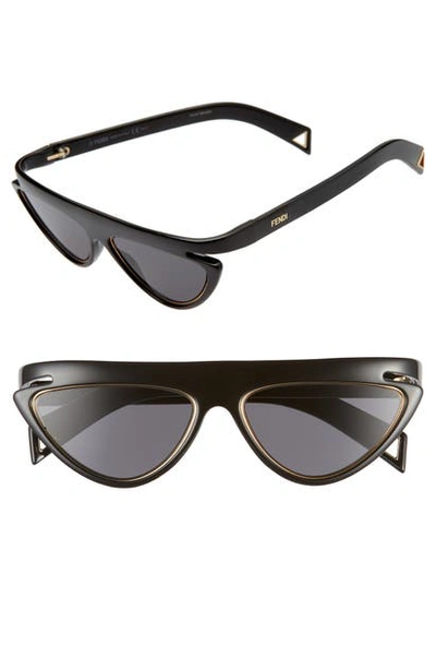 Shop Fendi 55mm Flat Top Sunglasses In Black/ Grey Blue