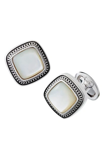 Shop Jan Leslie Mother-of-pearl Cuff Links In Silver