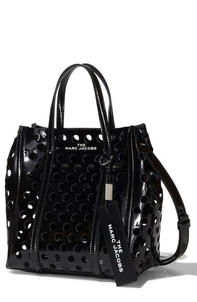 Shop The Marc Jacobs The Tag 21 Perforated Leather Tote In Black