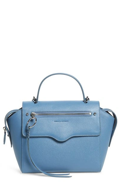 Shop Rebecca Minkoff Gabby Leather Satchel In Cement Blue