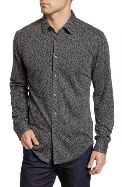 Shop Hugo Boss Ronni Slim Fit Leaf Print Button-up Shirt In Medium Grey