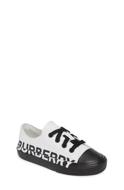 Shop Burberry Larkhall Graphic Logo Sneaker In Optic White/black