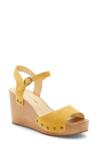 Shop Lucky Brand Zashti Wedge Sandal In Golden Yellow Suede
