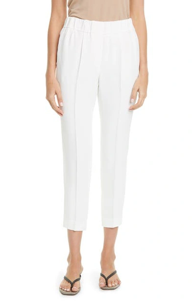 Shop Brunello Cucinelli Pull On Slim Ankle Pants In White