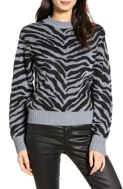 Shop Rebecca Minkoff Jax Zebra Jacquard Sweater In Grey