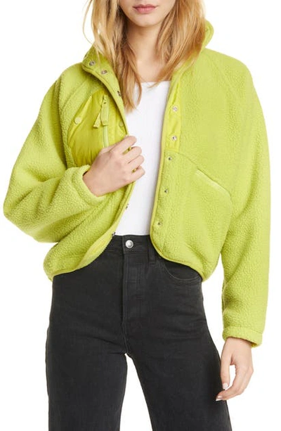 Shop Free People Fp Movement Hit The Slopes Fleece Jacket In Lime Zest
