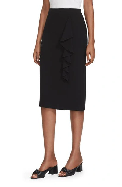 Shop Lafayette 148 Vera Ruffle Trim Pencil Skirt In Black