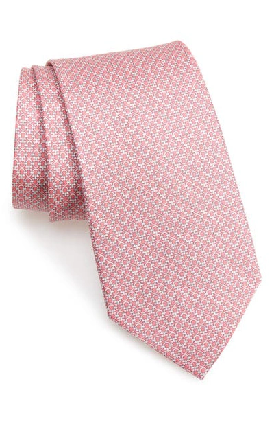 Shop Ferragamo Gancini Pattern Silk Tie In F.corallo/ Grigio