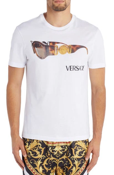 Shop Versace Medusa Biggie Sunglasses Graphic Tee In Optical White