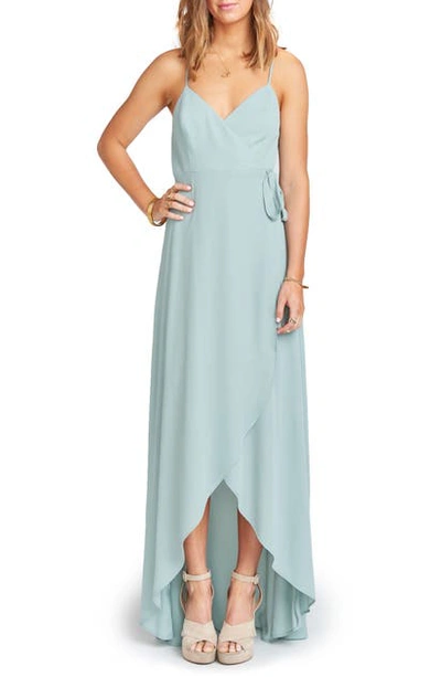 Shop Show Me Your Mumu Mariah Wrap Gown In Silver Sage
