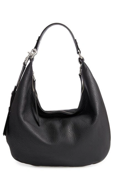 Shop Rebecca Minkoff Michelle Leather Hobo In Jet Black