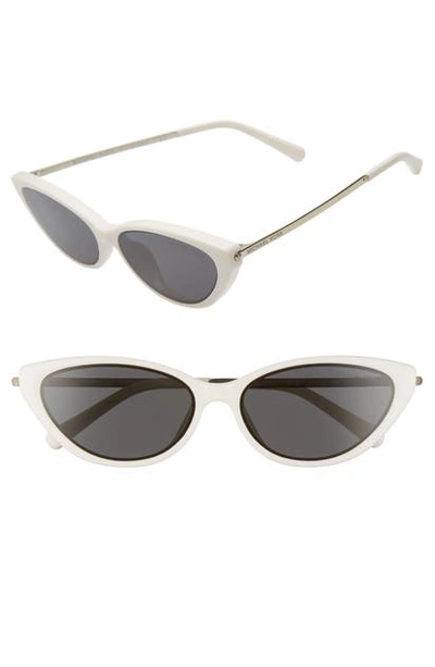Shop Michael Kors 57mm Flat Front Cat Eye Sunglasses In Bone/ Grey Solid