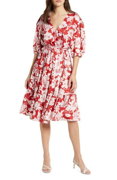 Shop Rebecca Minkoff Mary Wrap Dress In Red Multi