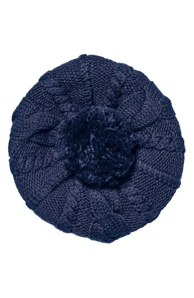 Shop Helen Kaminski Cable Knit Wool Beret In Navy
