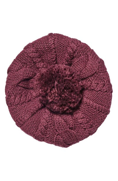 Shop Helen Kaminski Cable Knit Wool Beret In Burgundy