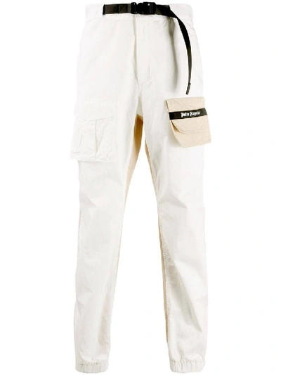 Shop Palm Angels Two-tone Logo Pants White