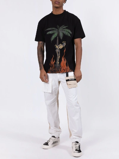 Shop Palm Angels Two-tone Logo Pants White