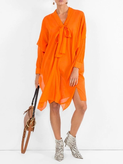 Shop Maison Rabih Kayrouz Woven Etamine Dress Orange