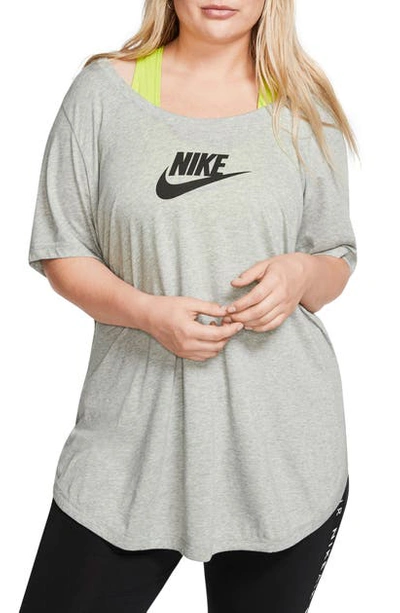 Shop Nike Sportswear Essential Tunic In Dk Grey Heather/ Black