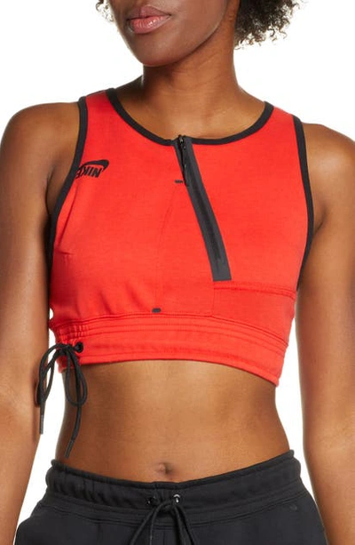Shop Nike Sportswear Tech Fleece Crop Tank In Challenge Red/ Black