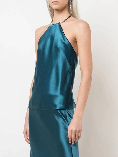 Shop Galvan Green Satin Halter Top