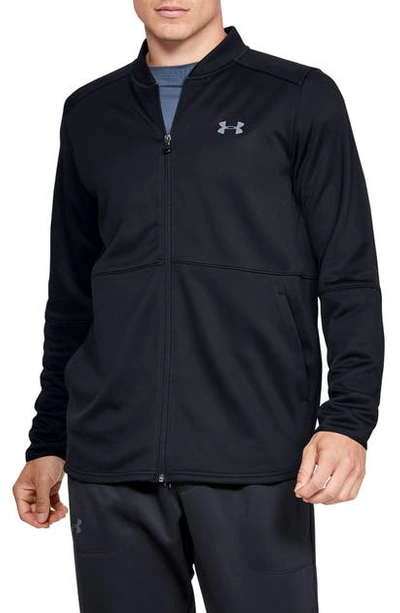 Shop Under Armour Mk-1 Warm-up Performance Bomber Jacket In Black/ Pitch Grey