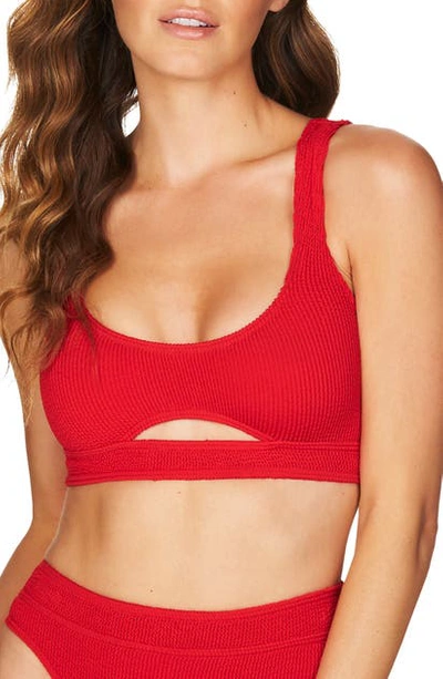Shop Bound By Bond-eye The Sasha Cutout Ribbed Bikini Top In Baywatch Red