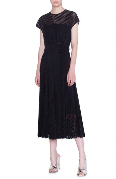 Shop Akris Punto Signature Punto Lace Midi Dress In Black