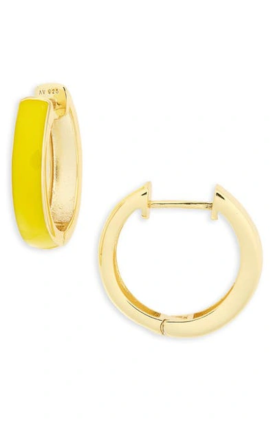 Shop Argento Vivo Enamel Plated Hoop Earrings In Navy/ Gold