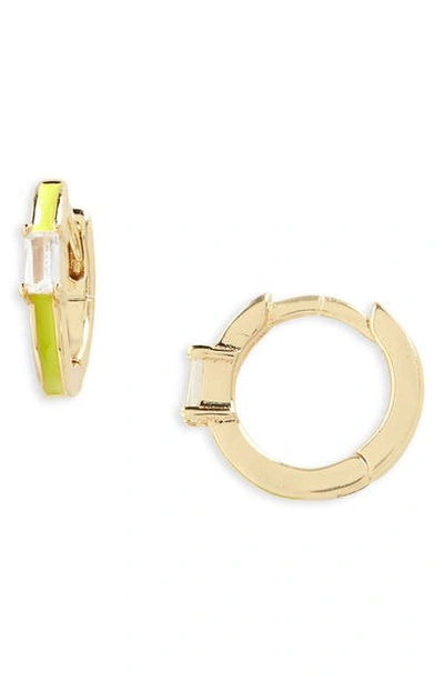 Shop Argento Vivo Enamel Baguette Huggie Hoop Earrings In Navy/ Gold