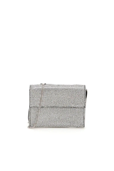 Shop Marco De Vincenzo Crystal Wallet With Chain In Silver,black