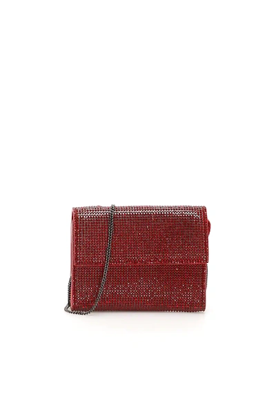 Shop Marco De Vincenzo Crystal Wallet With Chain In Red