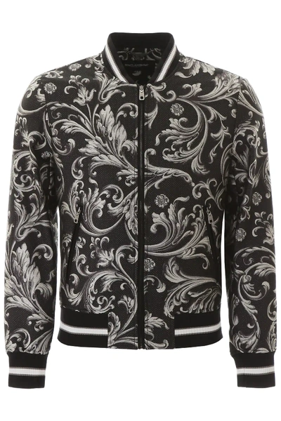 Shop Dolce & Gabbana Jacquard Bomber Jacket In Black,grey