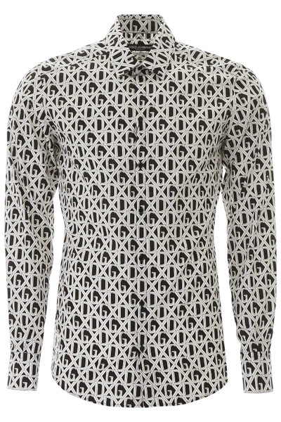 Shop Dolce & Gabbana All-over Logo Shirt In White,black