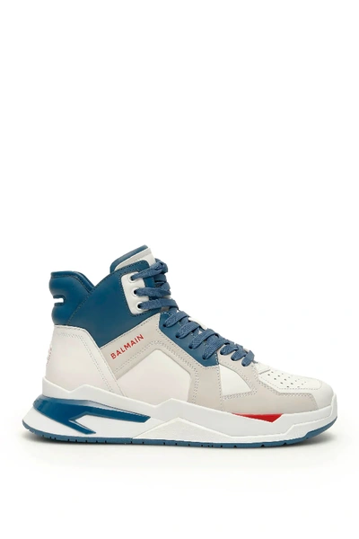 Shop Balmain B Ball Sneakers In White,blue,red