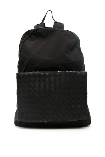 Shop Bottega Veneta Foldable Nylon And Nappa Backpack In Black