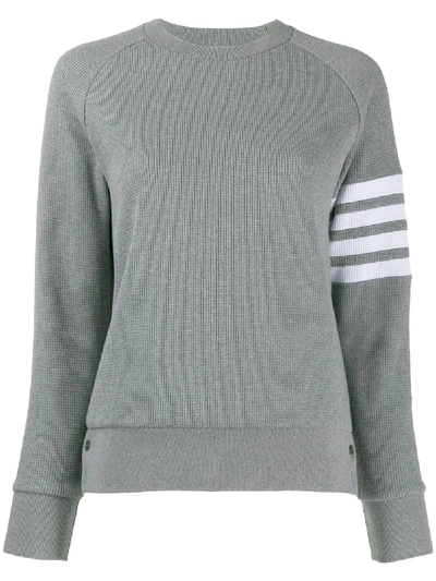 Shop Thom Browne 4-bar Waffle Stitch Sweatshirt In Grey