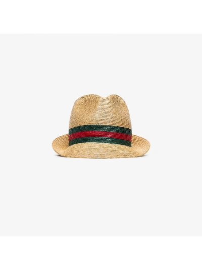 Shop Gucci Woven Straw Hat In Beige