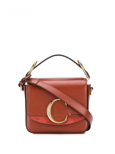 Shop Chloé C Mini Leather Bag In Brown
